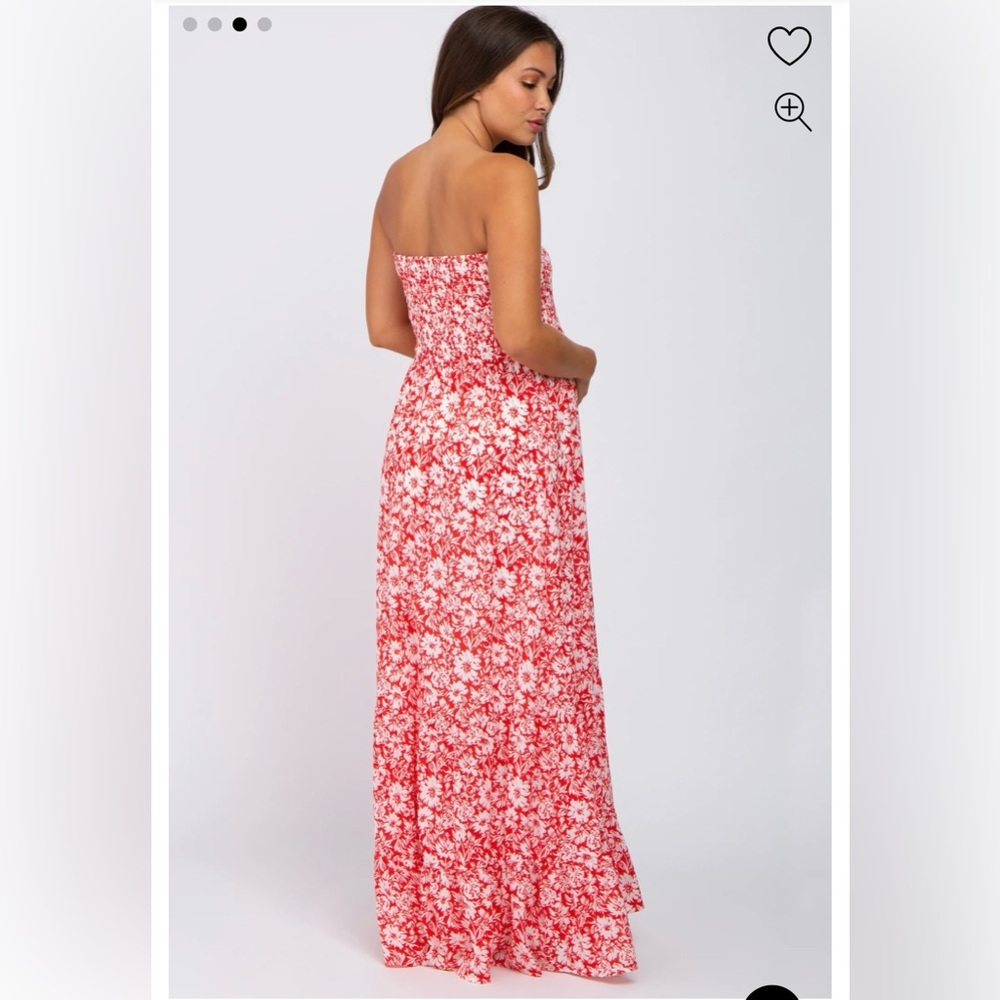 Red Floral Maxi Dress - Picture 3 of 4